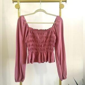 ALTER’D STATE Women's Pink knit Smocked Top